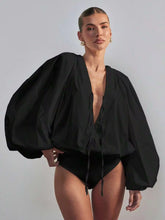 Load image into Gallery viewer, Rylee's Cotton Balloon Sleeve Bodysuit