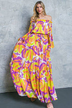 Load image into Gallery viewer, A printed woven maxi dress - ID20275: ORANGE PURPLE / LARGE