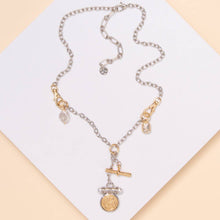 Load image into Gallery viewer, Medallion Pearl Toggle Necklace: Gold