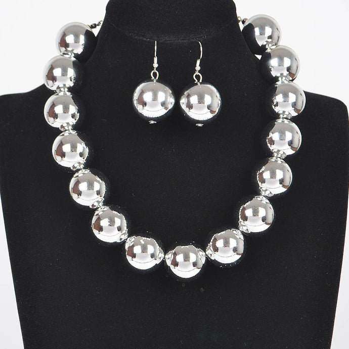 Bubbles Necklace Set: Silver