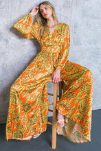 Load image into Gallery viewer, A printed satin jumpsuit - IP8016: ORANGE BROWN / LARGE