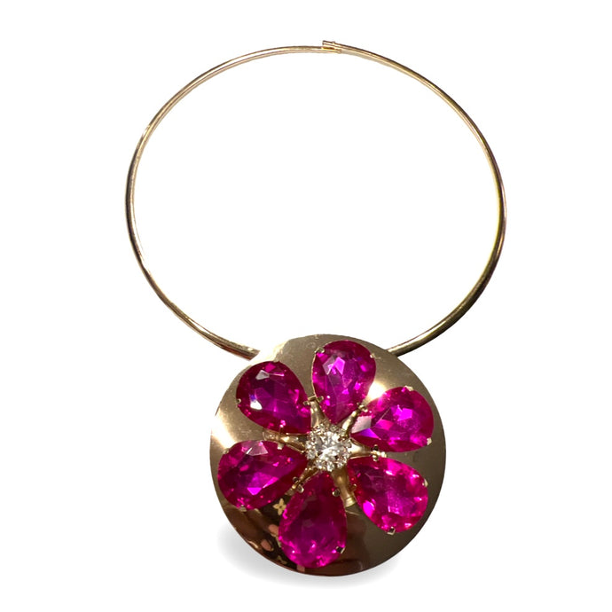 Daisy Choker Necklace-Fucshia