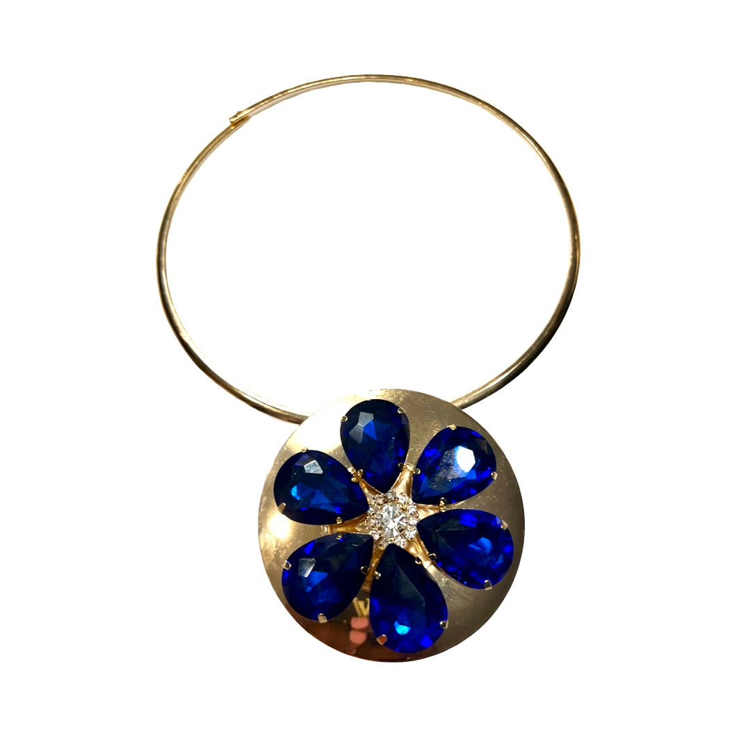 Daisy Choker Necklace-Royal Blue