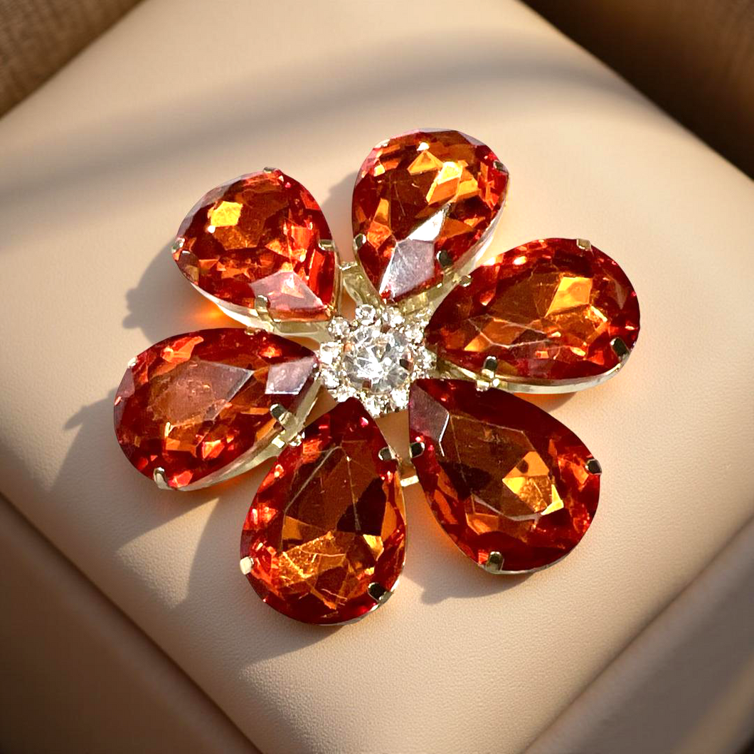 Daisy Brooch-Orange