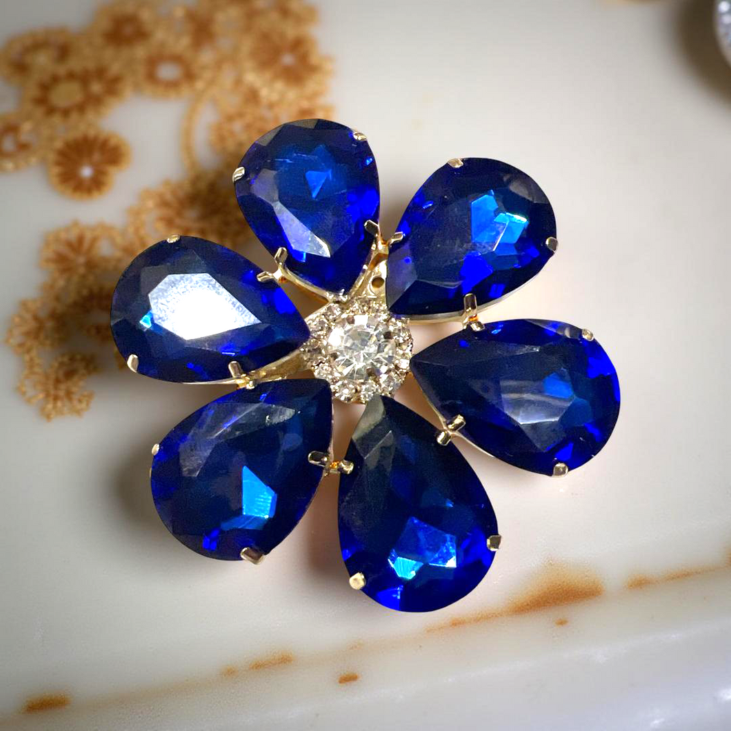 Daisy Brooch-Royal Blue