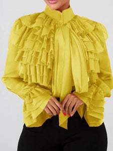 Ruffles Beauty Blouse-Yellow