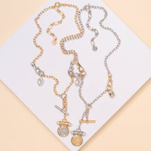 Load image into Gallery viewer, Medallion Pearl Toggle Necklace: Gold