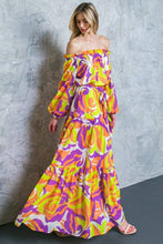 Load image into Gallery viewer, A printed woven maxi dress - ID20275: ORANGE PURPLE / SMALL