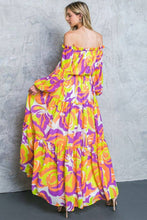 Load image into Gallery viewer, A printed woven maxi dress - ID20275: ORANGE PURPLE / SMALL