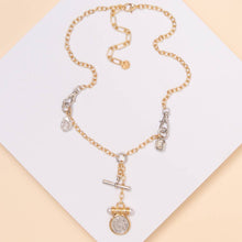 Load image into Gallery viewer, Medallion Pearl Toggle Necklace: Gold